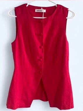 Women's Sleeveless Red Button-Front Vest